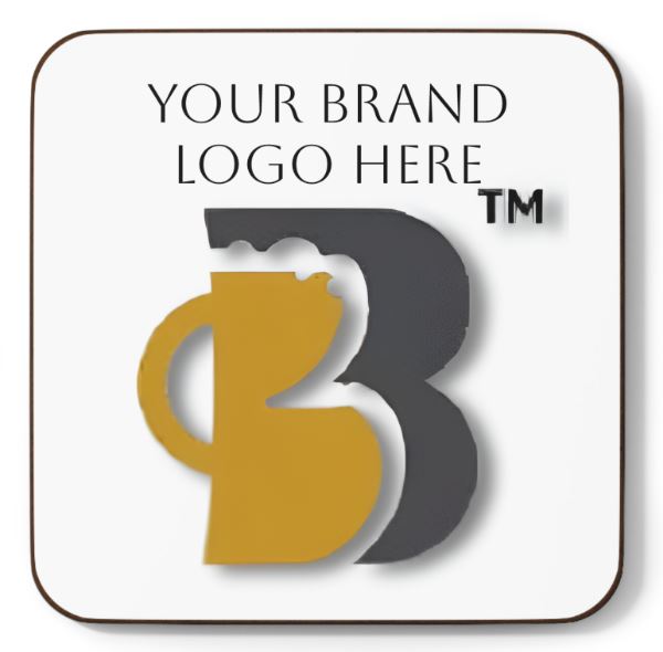 Example of a custom branded QR coaster